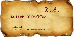 Kulich Alfréda névjegykártya